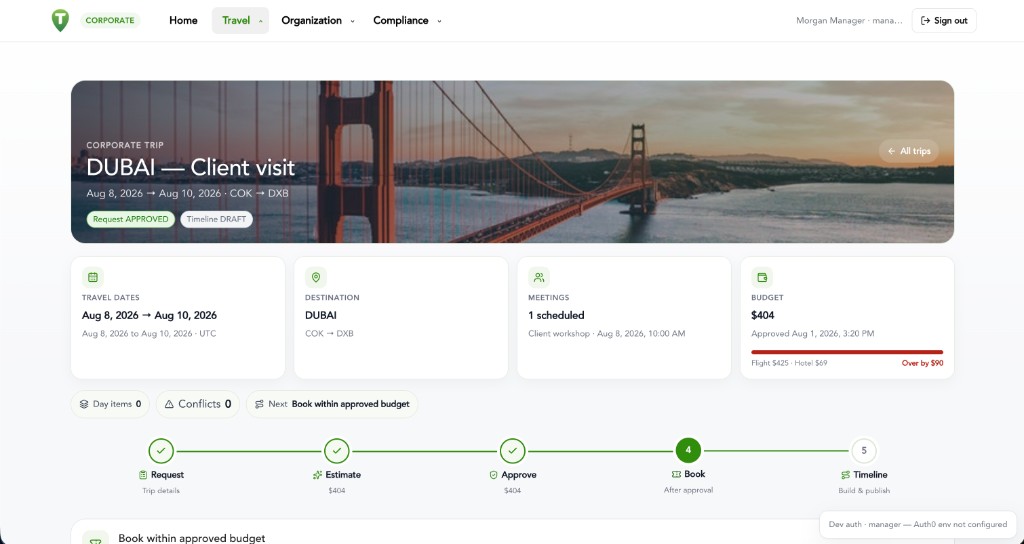 Trip workspace